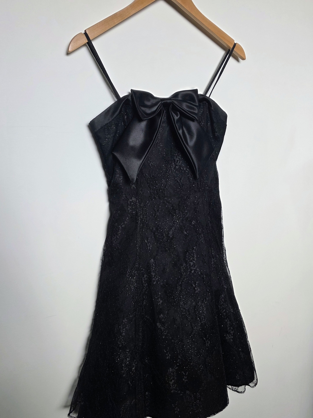 Black Lace Bow Detail Prom Dress